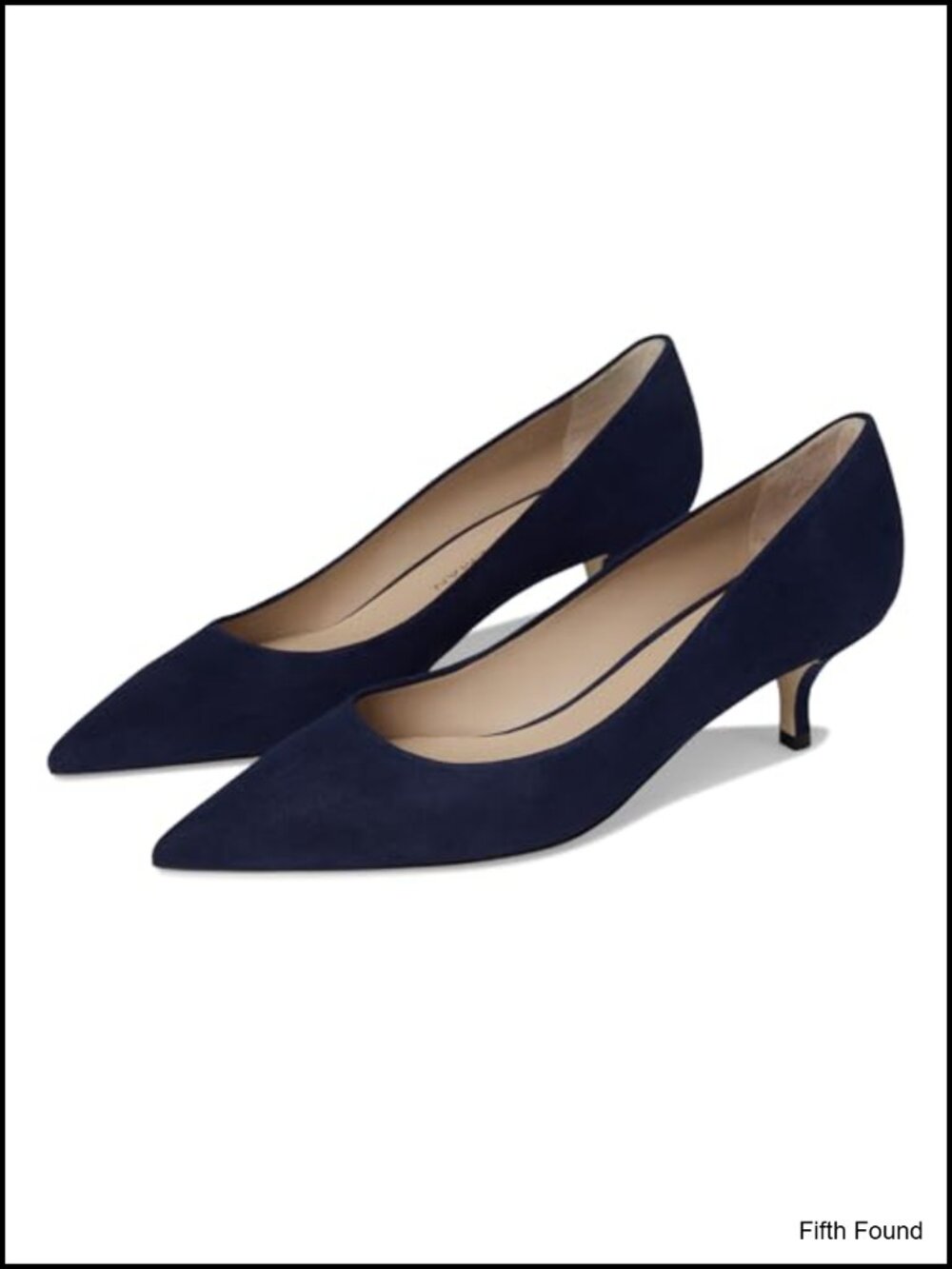 Stuart Weitzman Power 50 Kitten Heel Pointed Toe Leather Pumps
